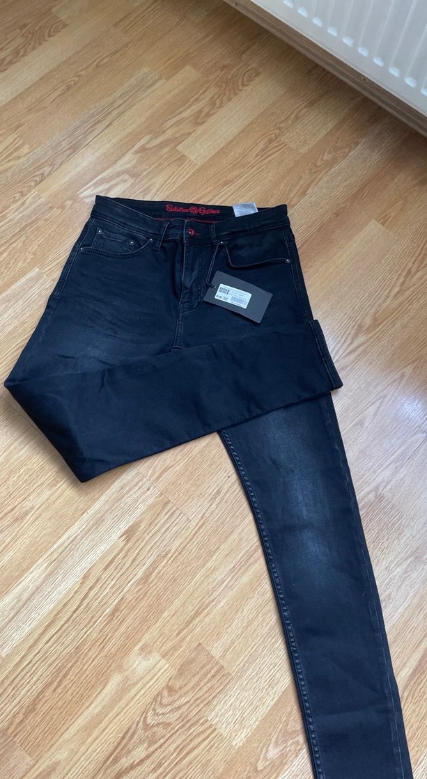 Erkek Siyah Regular Fit Denim Pantolon - Görsel 3