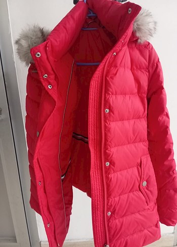 Kırmızı Kapüşonlu Kadın Kışlık mont - Görsel 7