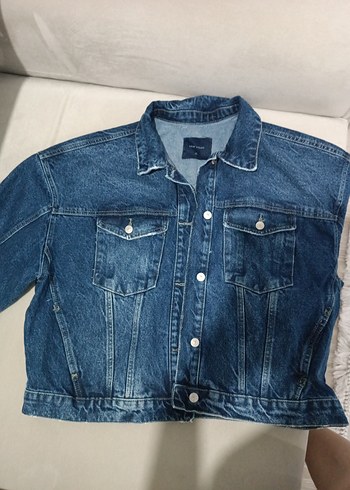 xl Beden Mavi Düğmeli Kadın Denim Ceket