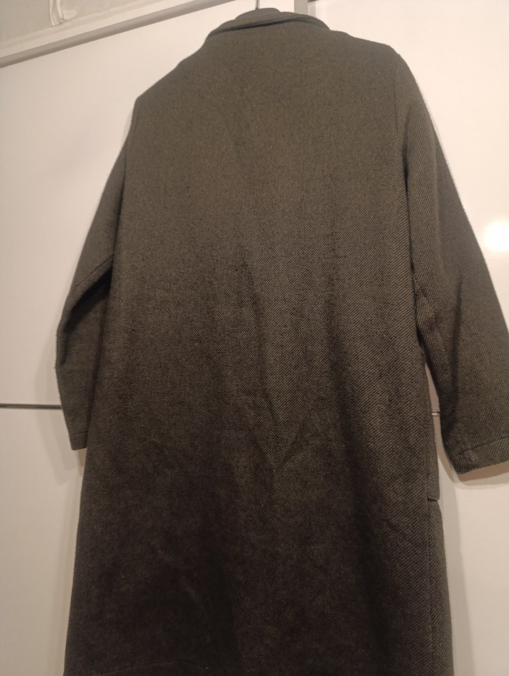 Haki Midi Kadın Yün Kaban - Görsel 3