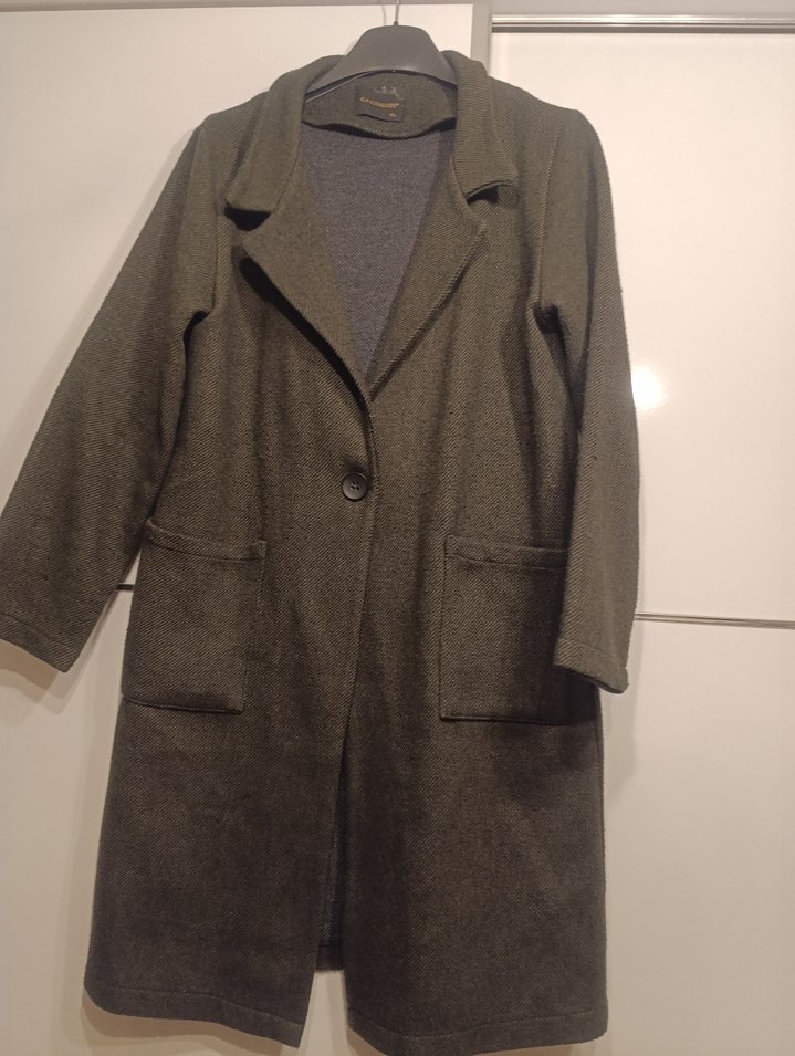 Haki Midi Kadın Yün Kaban - Görsel 2