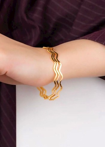 Çelik Zigzag Bilezik Gold