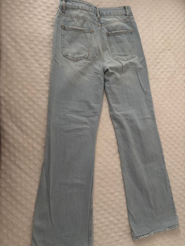 Yırtık detaylı Boru paça kot Pantolon - Görsel 3