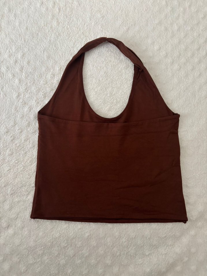 Kahverengi crop top body - Görsel 2