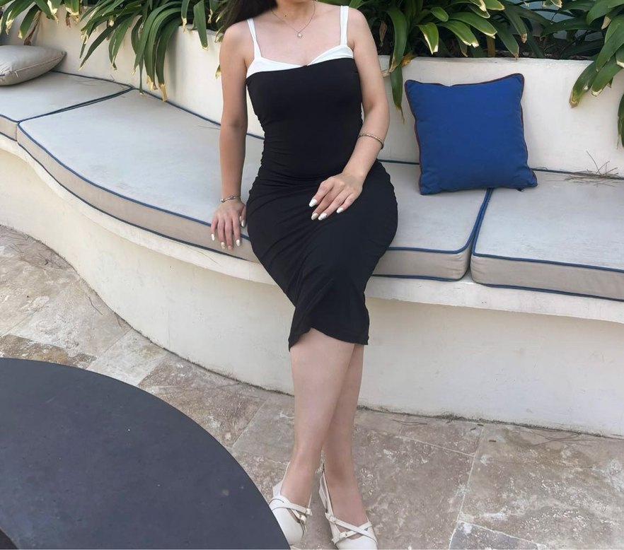 Siyah midi boy elbise - Görsel 3