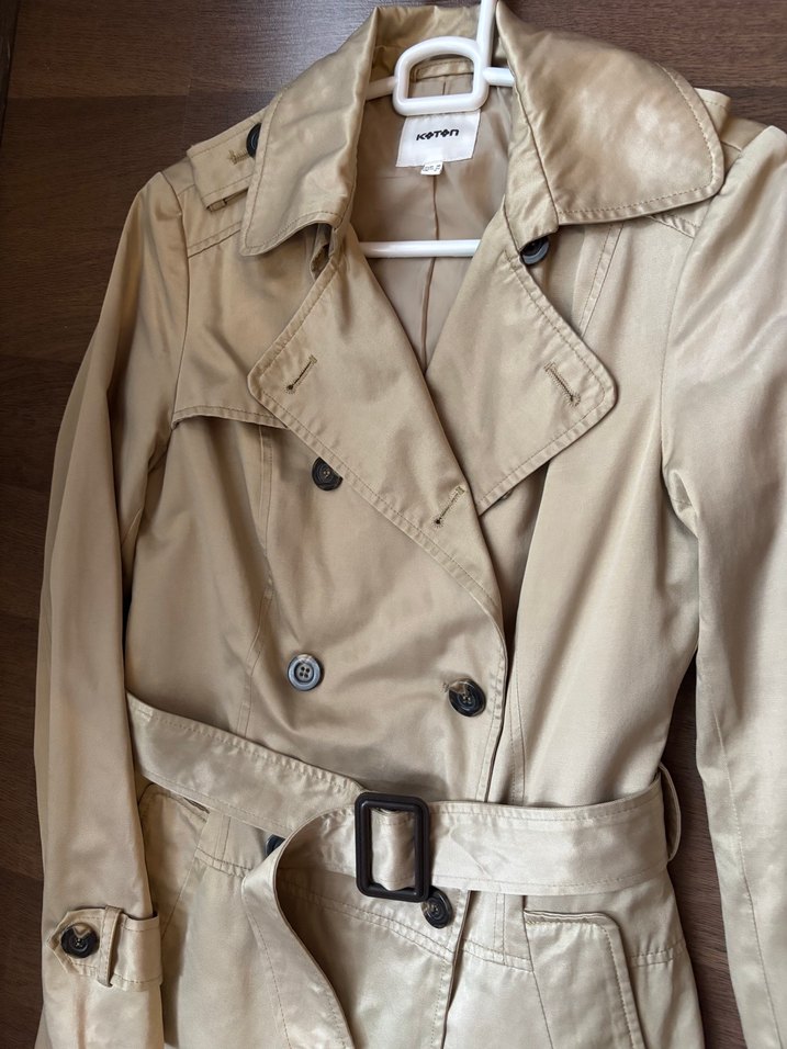 Koton Bej Kemerli Kadın Trençkot - Görsel 4