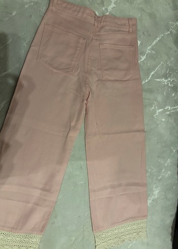 Dantel Detaylı Pudra Kadın Kot Pantolon - Görsel 4