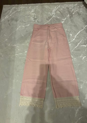 Dantel Detaylı Pudra Kadın Kot Pantolon - Görsel 2