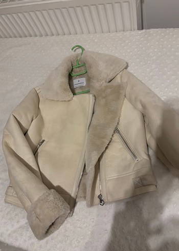 Krem Stradivarius Kürklü Kadın Ceket - Görsel 5