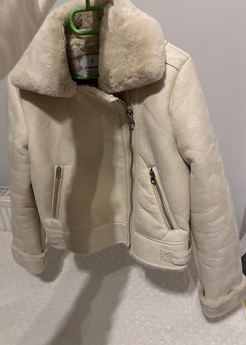Krem Stradivarius Kürklü Kadın Ceket - Görsel 8