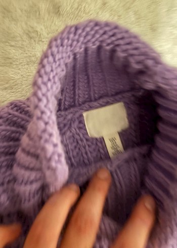 H&M yün Lila crop kazak - Görsel 3