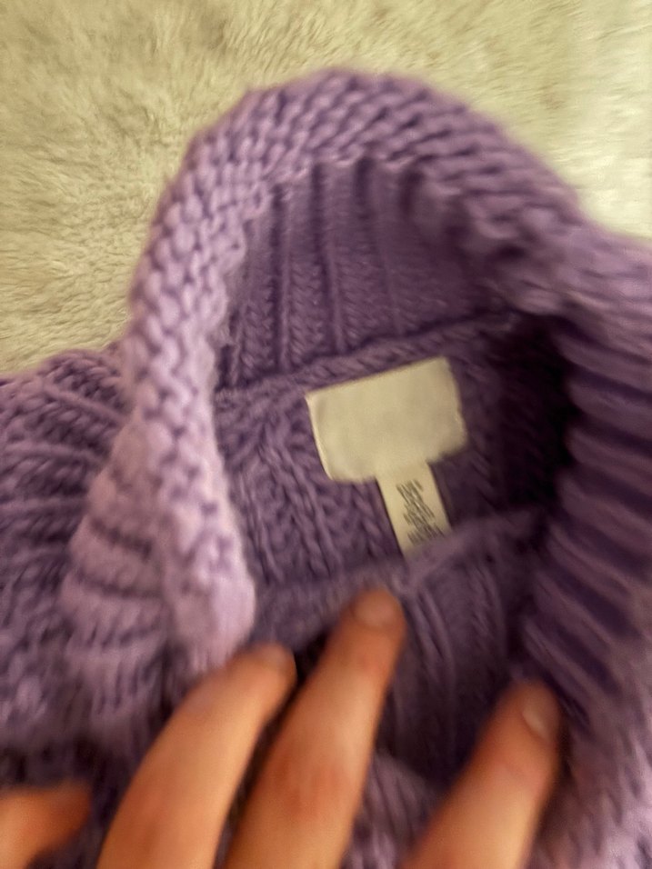 H&M yün Lila crop kazak - Görsel 3