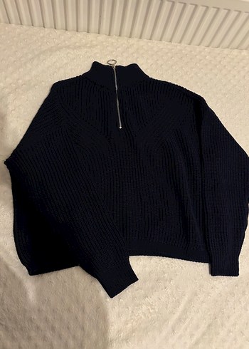 Fermuarlı Lacivert Triko Kazak - Görsel 2