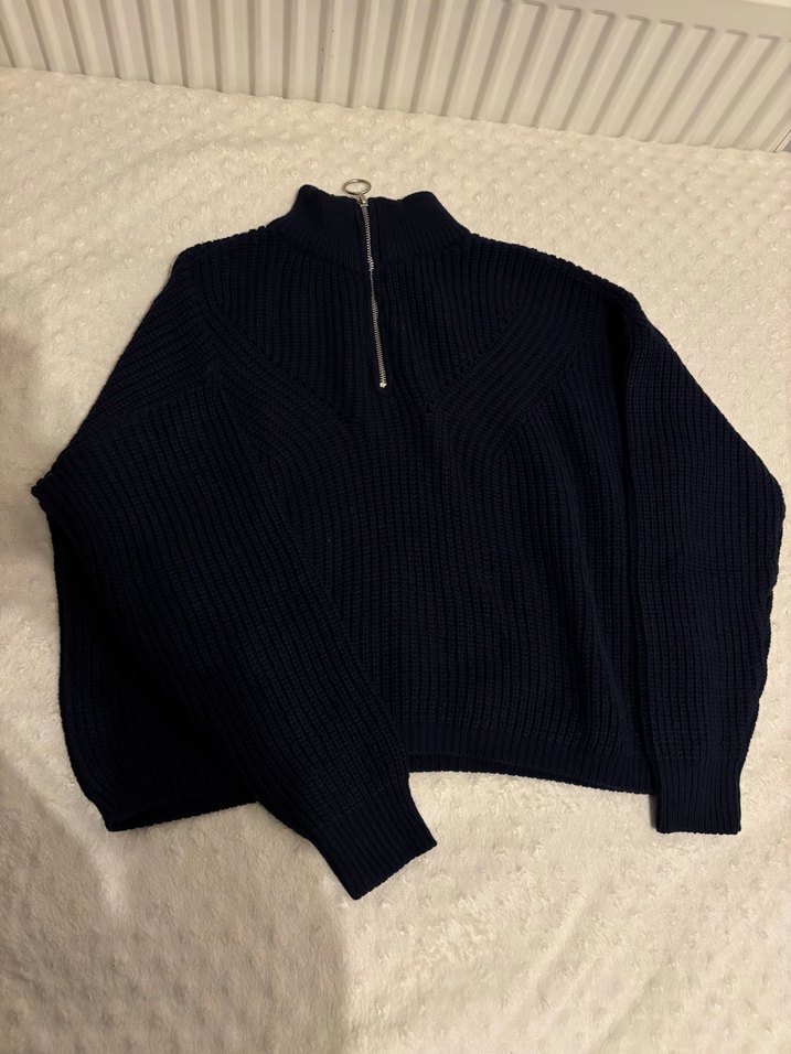 Fermuarlı Lacivert Triko Kazak - Görsel 2