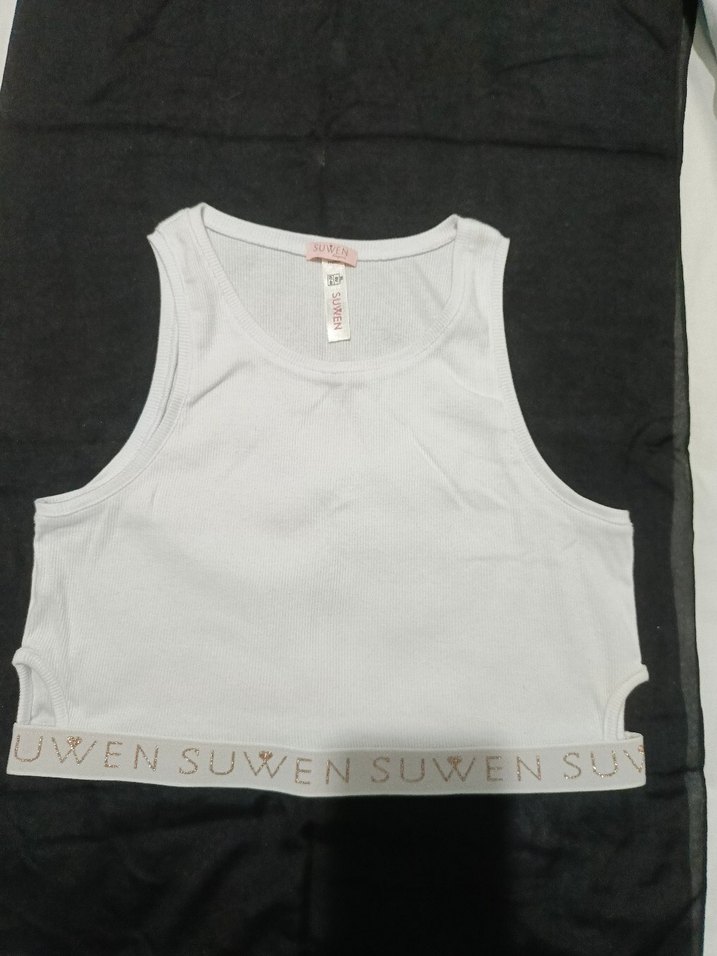 Beyaz Kadın Atlet Crop Üst Spor - Görsel 2