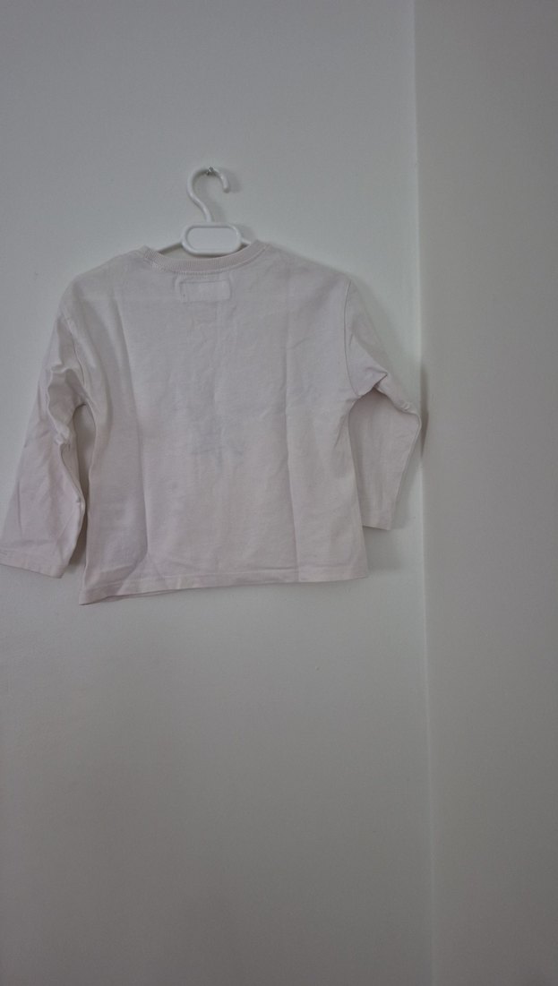 Kız Çocuk Beyaz Baskılı Uzun Kollu Tişört - Görsel 3