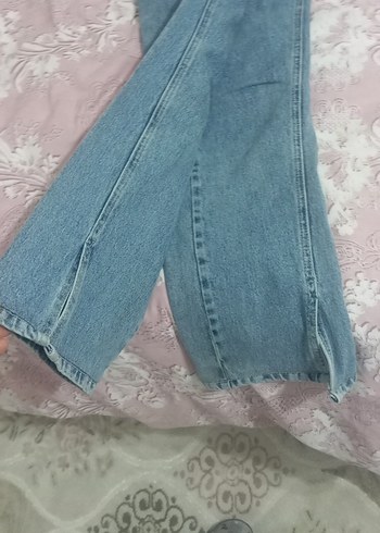 Düğmeli Mavi Kadın Midi Kot Pantolon - Görsel 2