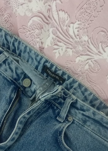 Düğmeli Mavi Kadın Midi Kot Pantolon - Görsel 3