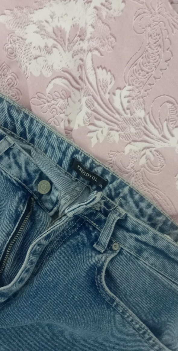 Düğmeli Mavi Kadın Midi Kot Pantolon - Görsel 3