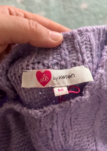 Bohem Tarz Uzun lila Kadın Triko Kazak - Görsel 3