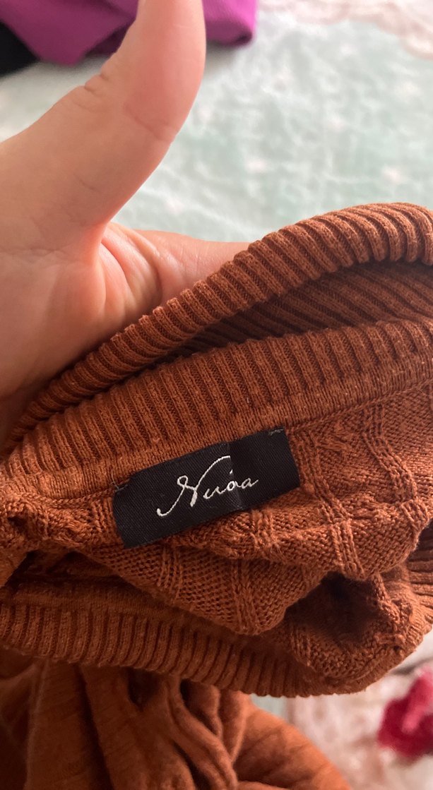 Kahverengi Boğazlı Örgü Kadın Kazak - Görsel 3