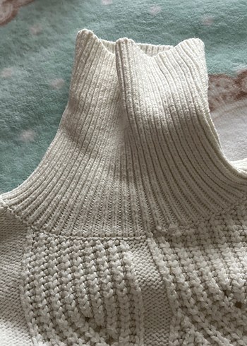 Beyaz Bohem Boğazlı Triko Kazak - Görsel 3