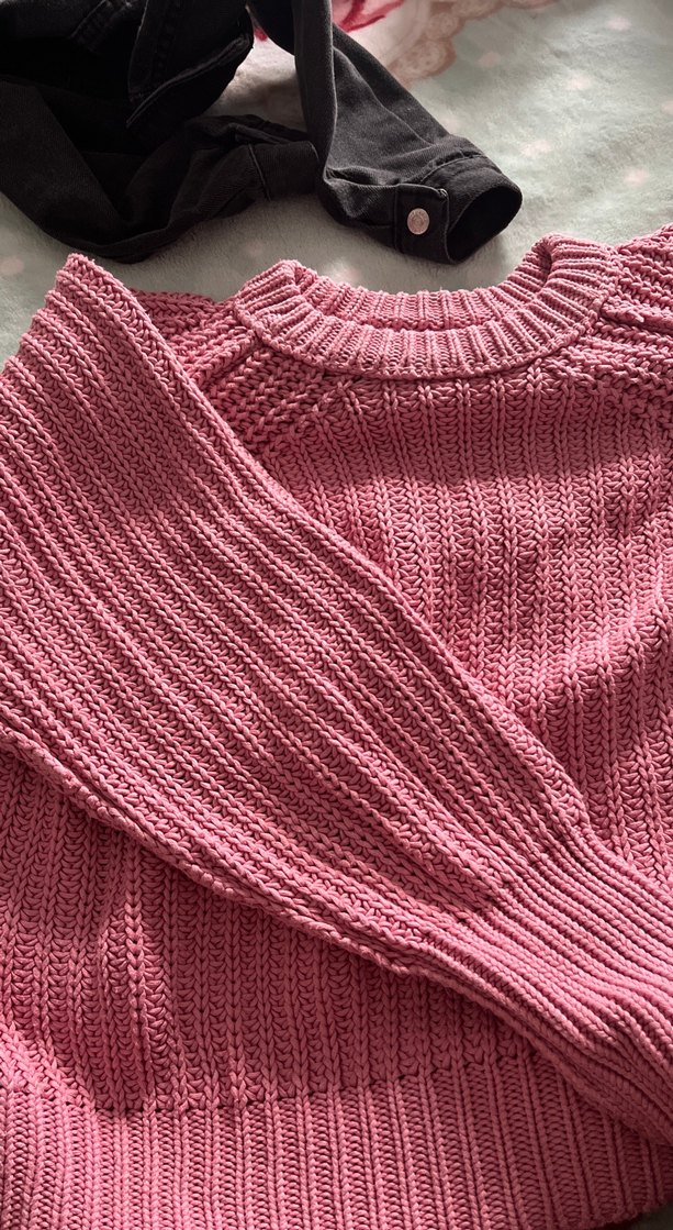 Pembe Örgü Kadın Bisiklet Yaka Kazak - Görsel 2