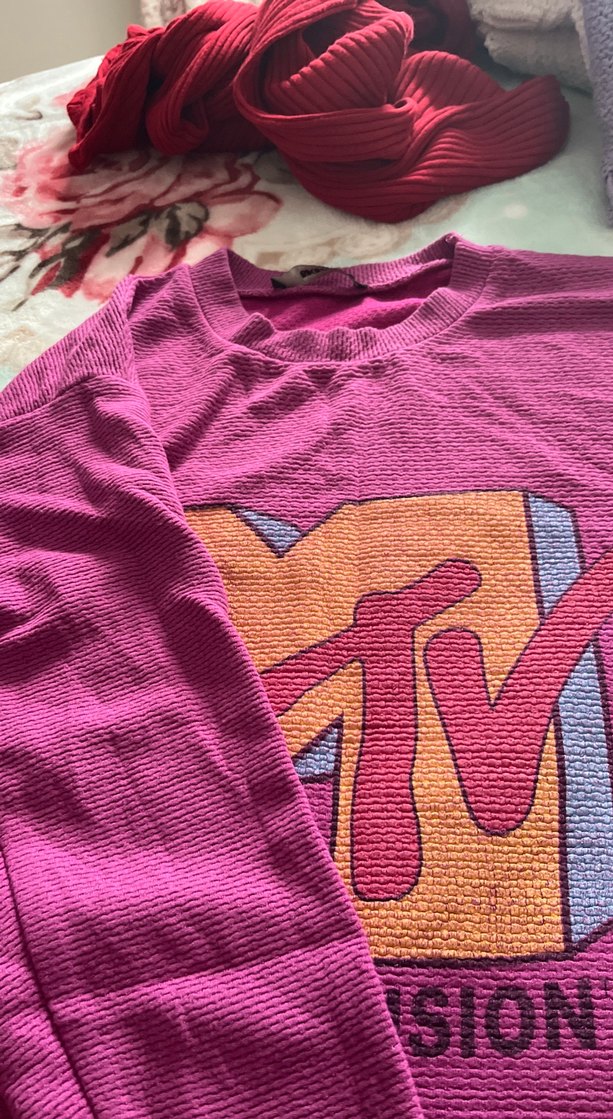 Renkli MTV Baskılı Kadın Sweatshirt - Görsel 2