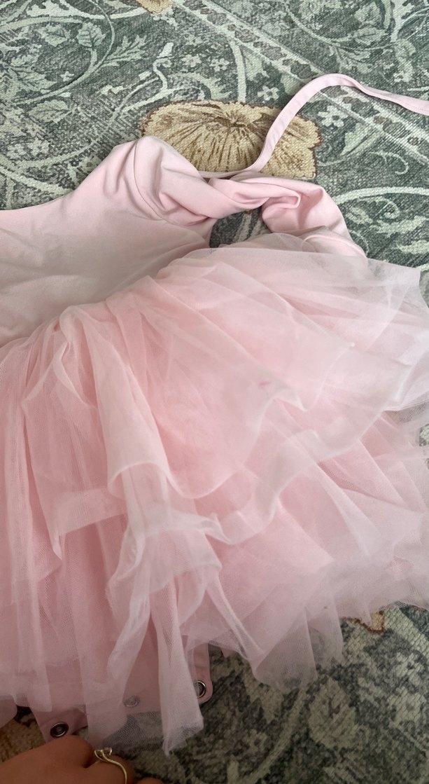 Kız Çocuk Pembe Fırfırlı uzun kollu Elbise - Görsel 3