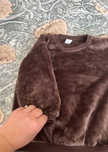 Kahverengi Erkek Peluş Sweatshirt - Görsel 2