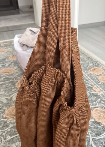 Kız Çocuk Nakışlı Kahverengi Bohem Elbise - Görsel 3