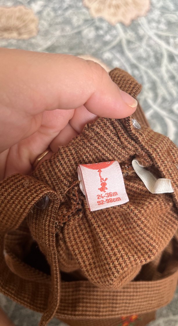 Kız Çocuk Nakışlı Kahverengi Bohem Elbise - Görsel 4