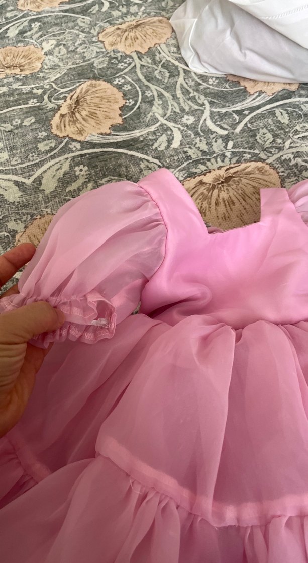 Kız Çocuk Pembe Fırfırlı Elbise özel dikimdir - Görsel 2