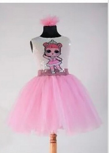 Pembe LOL Bebekli Kız Elbisesi
