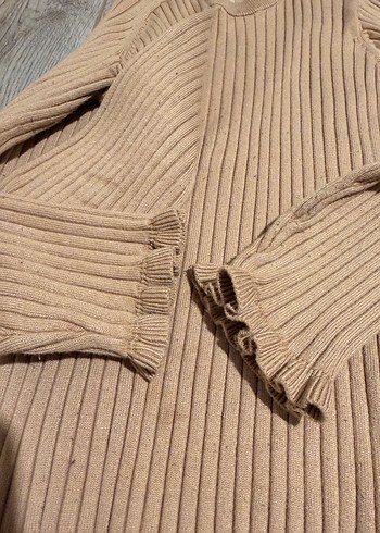 H&M Bej Triko Uzun Kollu Kazak - Görsel 4