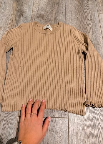 H&M Bej Triko Uzun Kollu Kazak - Görsel 2