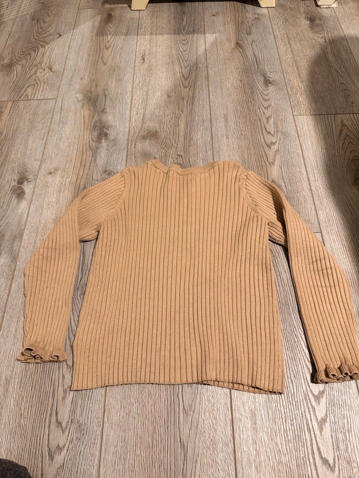 H&M Bej Triko Uzun Kollu Kazak - Görsel 5