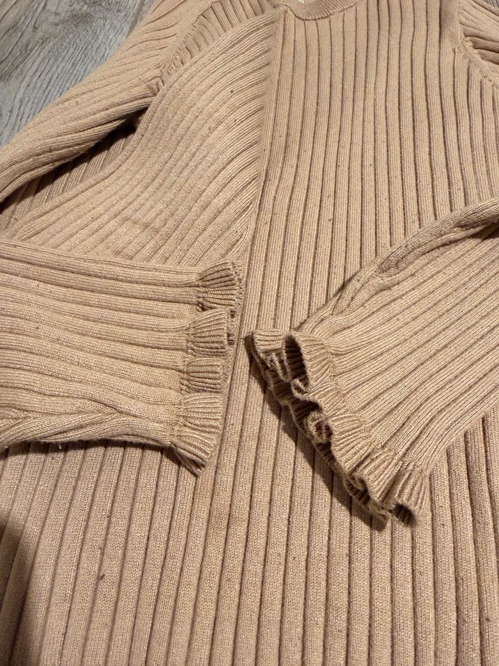 H&M Bej Triko Uzun Kollu Kazak - Görsel 4