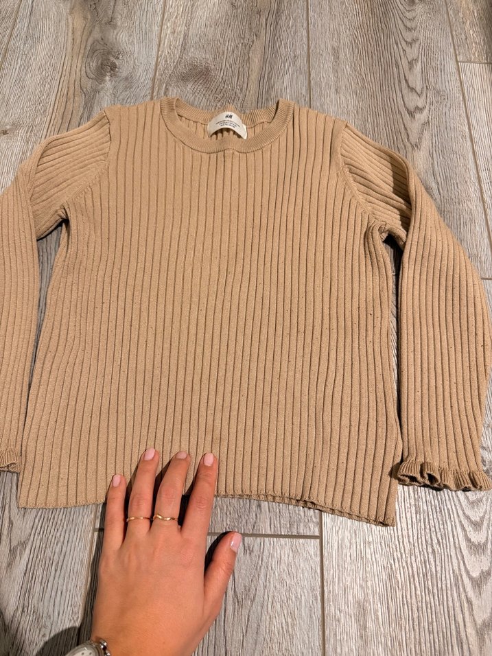 H&M Bej Triko Uzun Kollu Kazak - Görsel 2