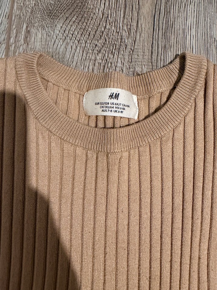 H&M Bej Triko Uzun Kollu Kazak - Görsel 3