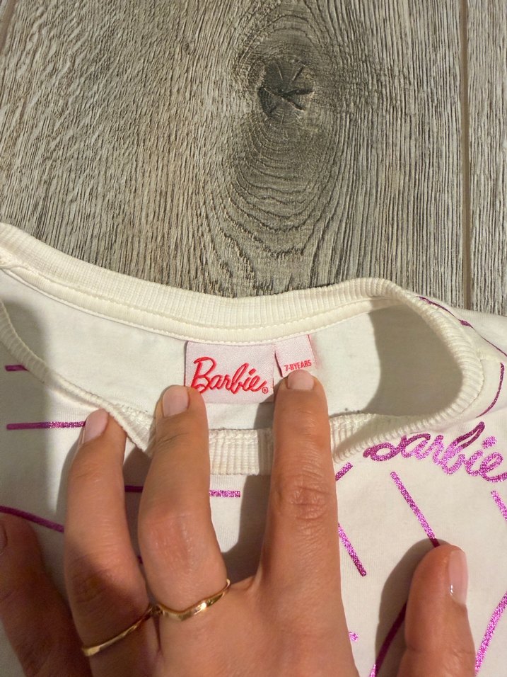Pembe Barbie Baskılı Kız Sweatshirt - Görsel 4