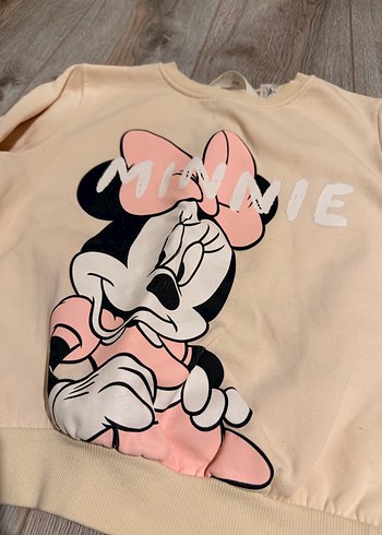H&M Bej Minnie Baskılı Sweatshirt - Görsel 2