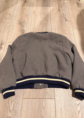 Düğmeli Gri Bomber Ceket - Görsel 5