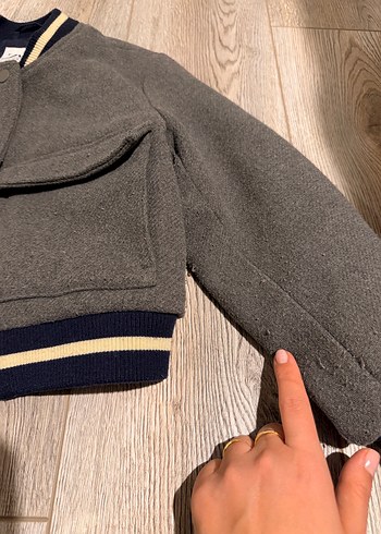 Düğmeli Gri Bomber Ceket - Görsel 2