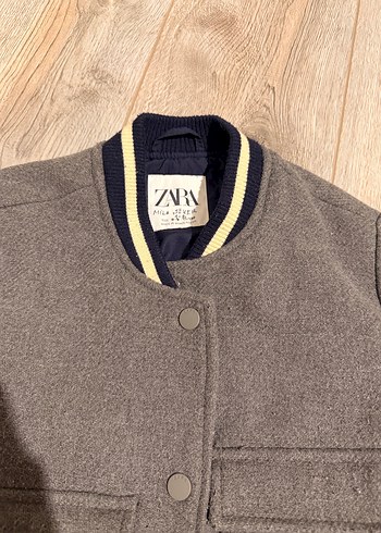 Düğmeli Gri Bomber Ceket - Görsel 3