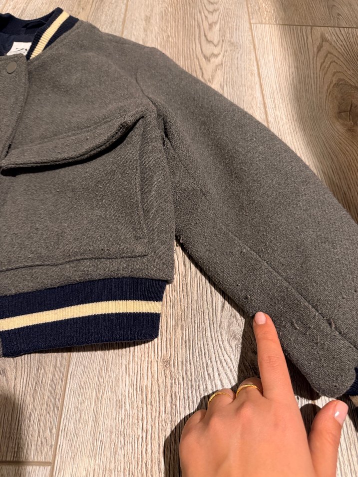 Düğmeli Gri Bomber Ceket - Görsel 2