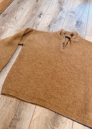 Kadın Kahverengi Yün Örgü Kazak - Görsel 2