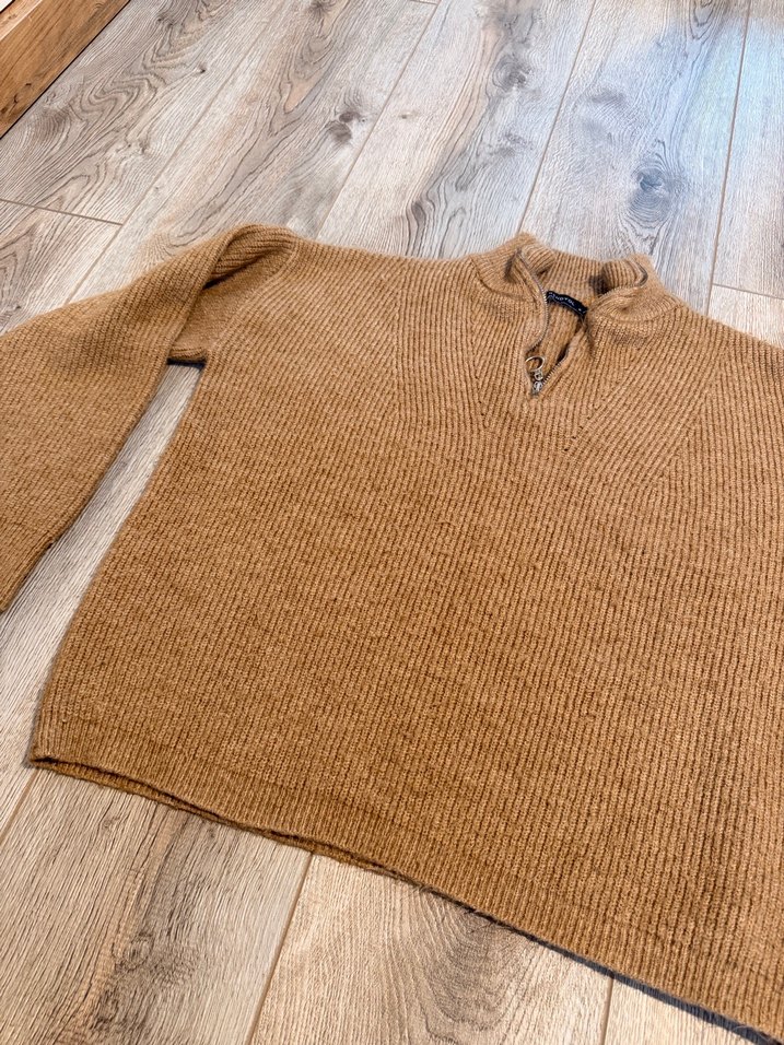 Kadın Kahverengi Yün Örgü Kazak - Görsel 2