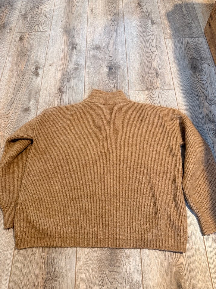 Kadın Kahverengi Yün Örgü Kazak - Görsel 5