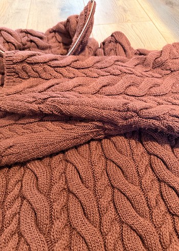 Bordo Yüksek Yakalı Örgü Kadın Kazak - Görsel 4